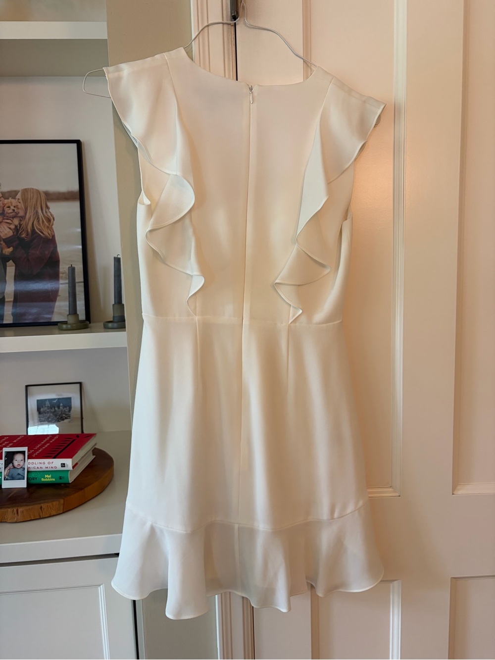 White Ruffle V-Neck Dress - Picture 3 of 3